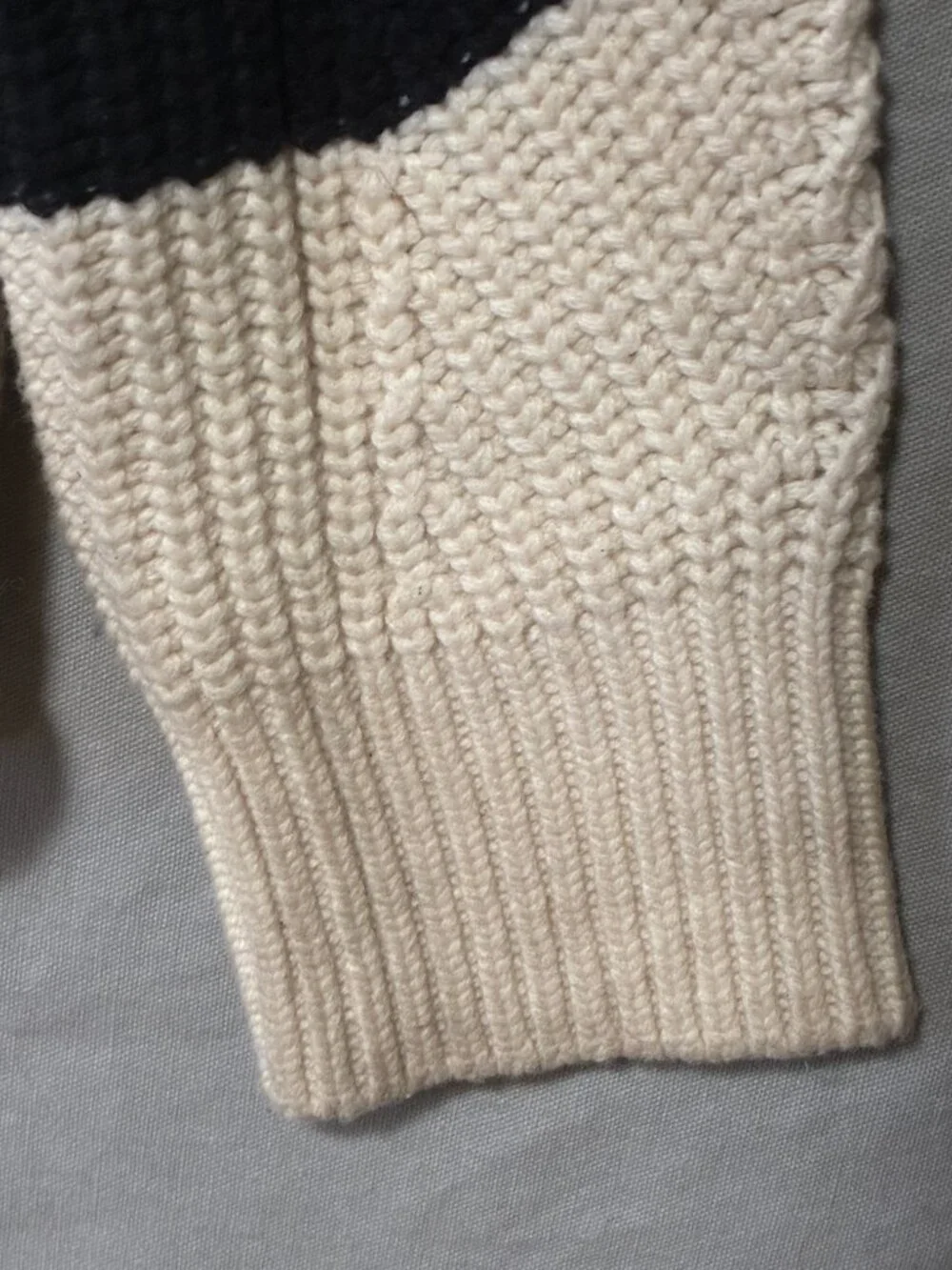 J. Crew Women's Heavy Turtleneck Sweater Pockets Ivory Navy Striped *XL* Preppy